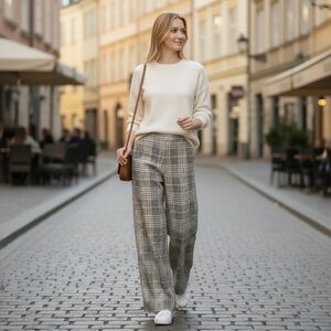H&M - Plaid Wide-Leg Pants for Women Size M